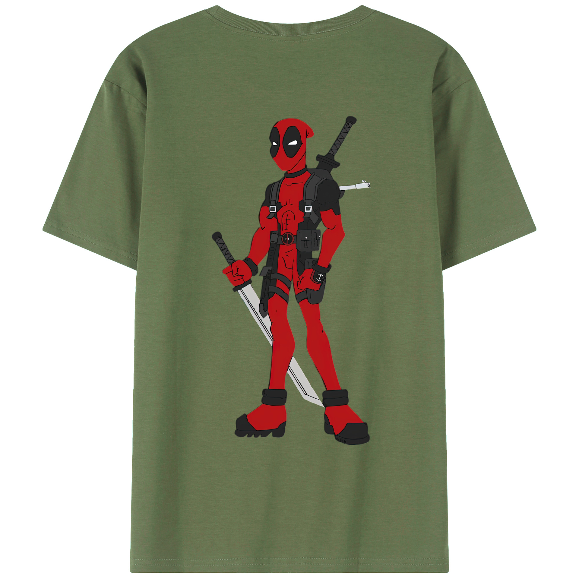 （画像用） Deadpool デッドプール 綿100％ メンズ半袖Tシャツ（バックプリント） 通気性